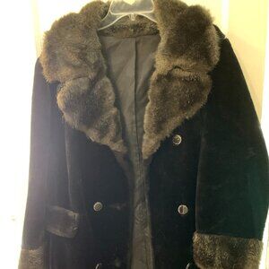 Dark Brown Faux Fur Overcoat Size Large
